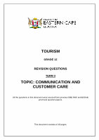 Page 1: TOURISM - Curriculum vanaf Junie 2020/12/9g... · 2020. 8. 22. · 4 GRADE 12 TOURISM: COMMUNICATION AND CUSTOMER CARE – TERM 3 (EC 2020) COMPILED BY E FERREIRA (SES: SERVICES SUBJECTS